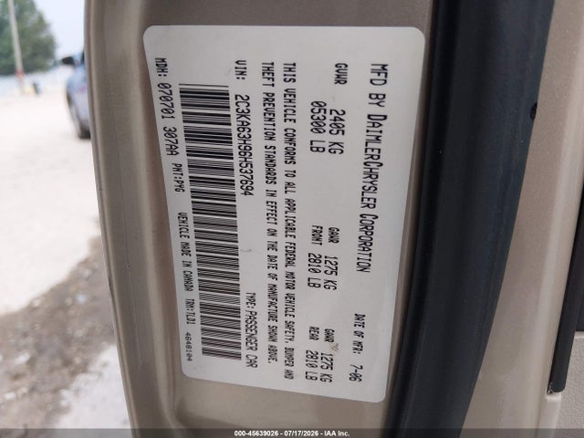 Продаж на аукціоні авто 2006 Chrysler 300c, vin: 2C3KA63H96H537694, номер лоту: 45639026