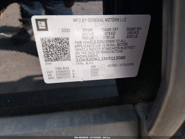 Продаж на аукціоні авто 2021 Gmc Yukon 4wd Denali, vin: 1GKS2DKL1MR113060, номер лоту: 45639039