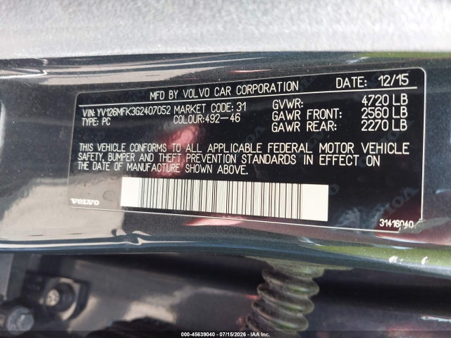 YV126MFK3G2407052 Volvo S60 T5 Drive-e Premier