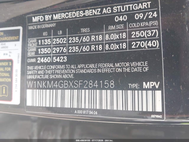 45639105 :رقم المزاد ، W1NKM4GBXSF284158 vin ، 2025 Mercedes-benz Glc 300 Suv مزاد بيع