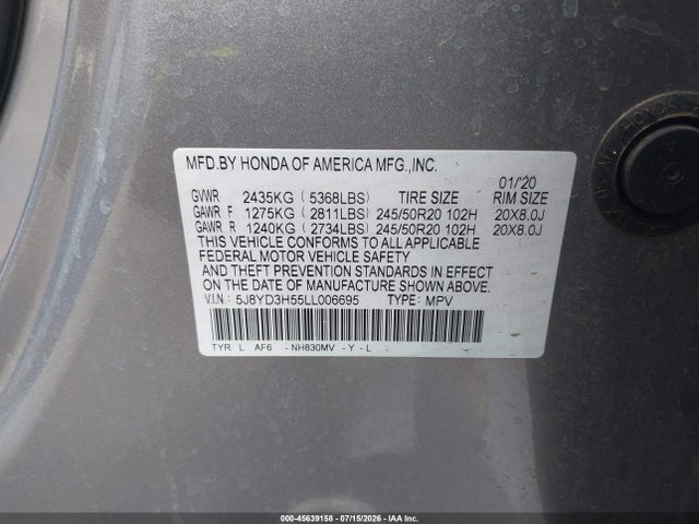 Acura Mdx Technology Package 2020 5J8YD3H55LL006695 Image 9