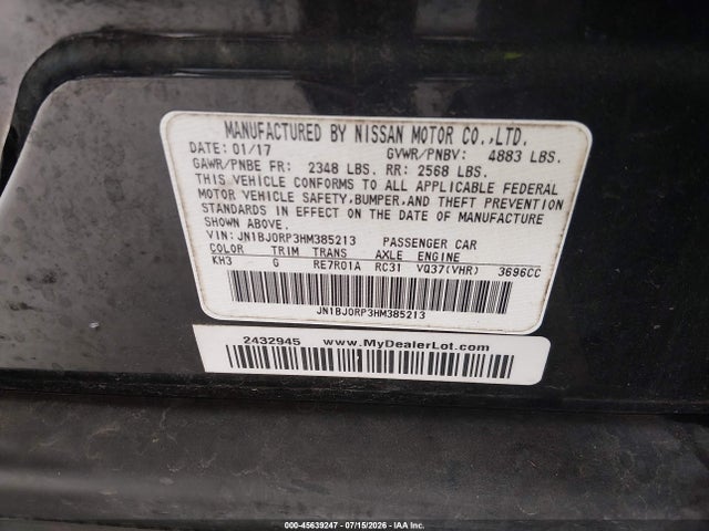 JN1BJ0RP3HM385213 Infiniti QX50