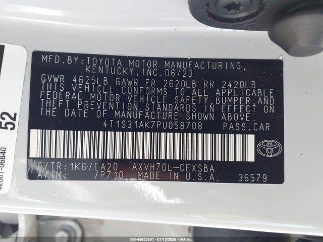 4T1S31AK7PU058708 Toyota Camry Se Hybrid