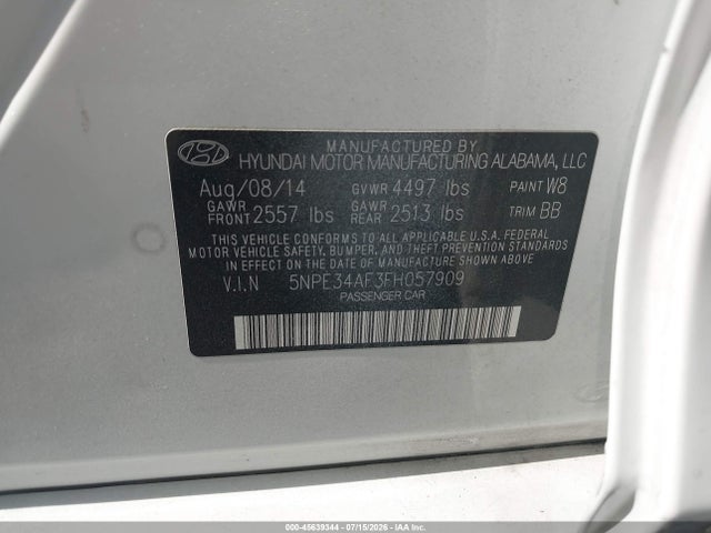 Hyundai Sonata Sport 2015 5NPE34AF3FH057909 Image 9