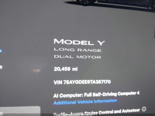45639377 :رقم المزاد ، 7SAYGDEE6TA387170 vin ، 2026 Tesla Model Y All-wheel Drive/long Range Launch Series/premium All-wheel Drive مزاد بيع