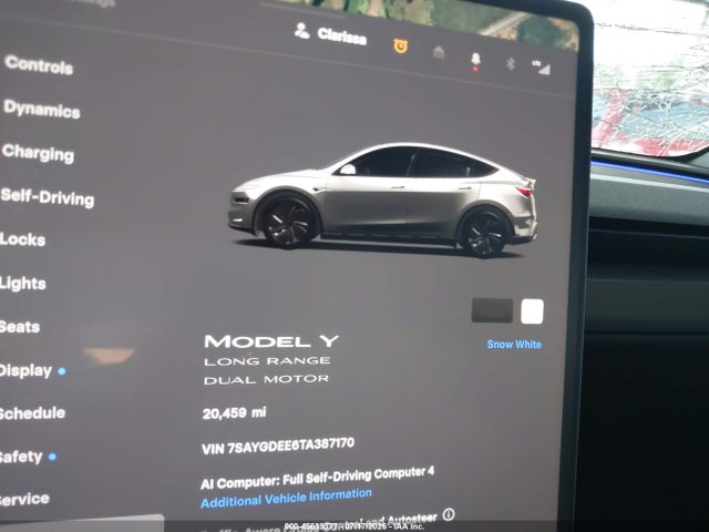 45639377 :رقم المزاد ، 7SAYGDEE6TA387170 vin ، 2026 Tesla Model Y All-wheel Drive/long Range Launch Series/premium All-wheel Drive مزاد بيع