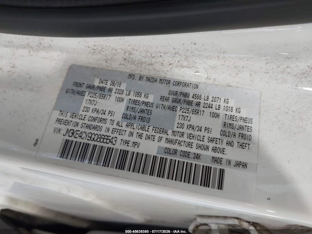 Aukcja sprzedaży 2016 Mazda Cx-5 Touring, vin: JM3KE4CY9G0866543, numer aukcji: 45639380
