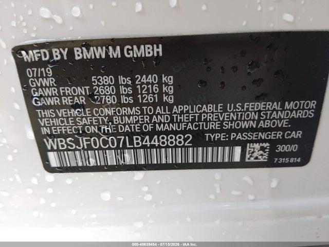 Aukcja sprzedaży 2020 Bmw M5 Competition, vin: WBSJF0C07LB448882, numer aukcji: 45639454