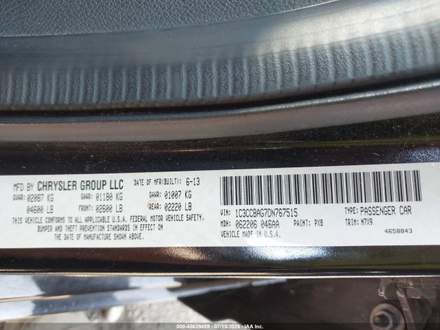 Продажа на аукционе авто 2013 Chrysler 200 Lx, vin: 1C3CCBAG7DN767515, номер лота: 45639459