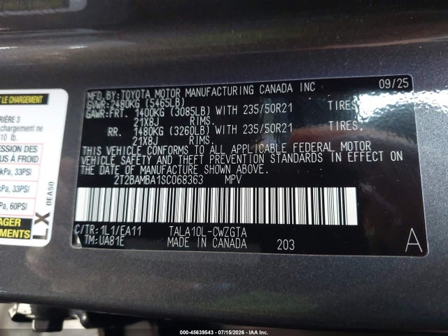 Продаж на аукціоні авто 2025 Lexus Rx 350 F Sport Design, vin: 2T2BAMBA1SC068363, номер лоту: 45639543