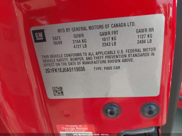 2010 Chevrolet Camaro 2ss მანქანა იყიდება აუქციონზე, vin: 2G1FK1EJ6A9119036, აუქციონის ნომერი: 45639595