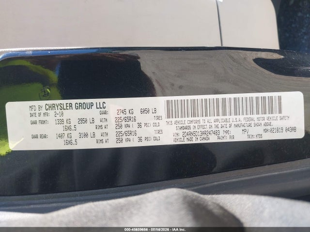 Продажа на аукционе авто 2010 Dodge Grand Caravan Sxt, vin: 2D4RN5D13AR247483, номер лота: 45639654