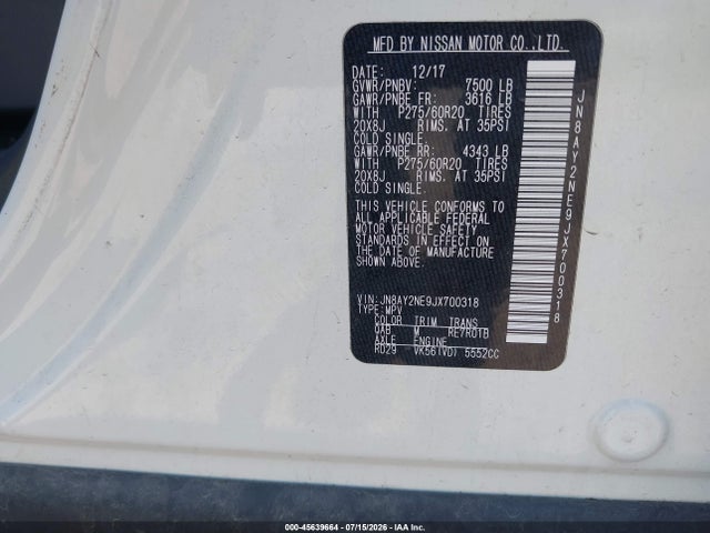 JN8AY2NE9JX700318 Nissan Armada Platinum