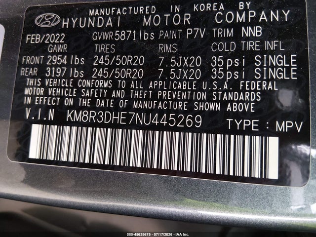 Hyundai Palisade Sel 2022 KM8R3DHE7NU445269 Image 9