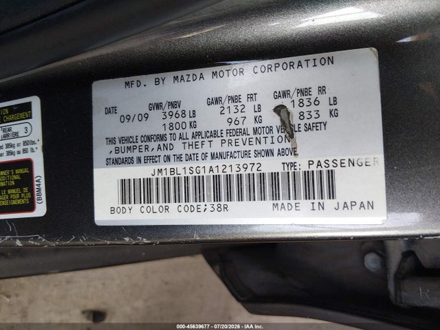 45639677 :رقم المزاد ، JM1BL1SG1A1213972 vin ، 2010 Mazda Mazda3 I Touring مزاد بيع