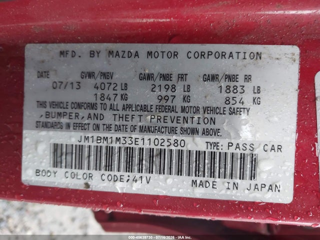 Продаж на аукціоні авто 2014 Mazda Mazda3 S Grand Touring, vin: JM1BM1M33E1102580, номер лоту: 45639730