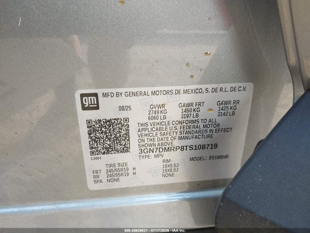 2026 Chevrolet Equinox Ev Lt 1, Fwd მანქანა იყიდება აუქციონზე, vin: 3GN7DMRP8TS108719, აუქციონის ნომერი: 45639821