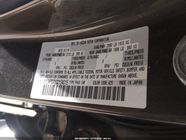 Aukcja sprzedaży 2016 Mazda Cx-3 Grand Touring, vin: JM1DKFD71G0134015, numer aukcji: 45639872