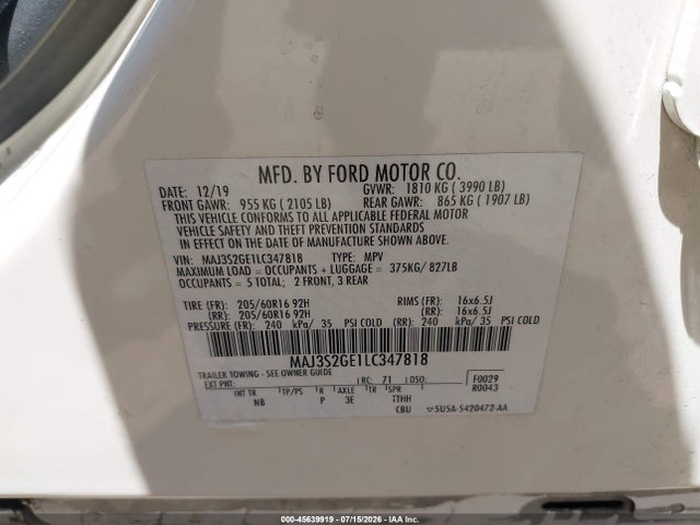 Ford Ecosport Se 2020 MAJ3S2GE1LC347818 Image 9