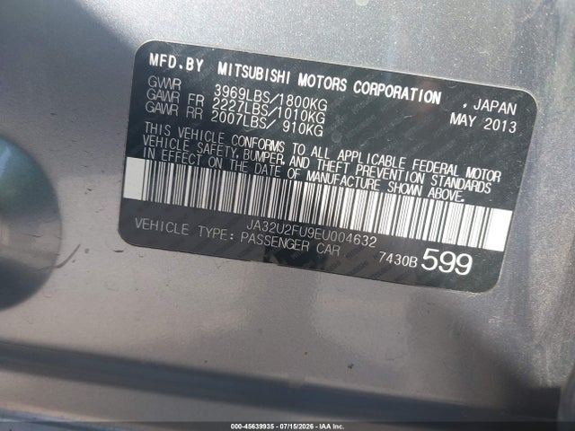Mitsubishi LANCER ES 2014 JA32U2FU9EU004632 Image 9