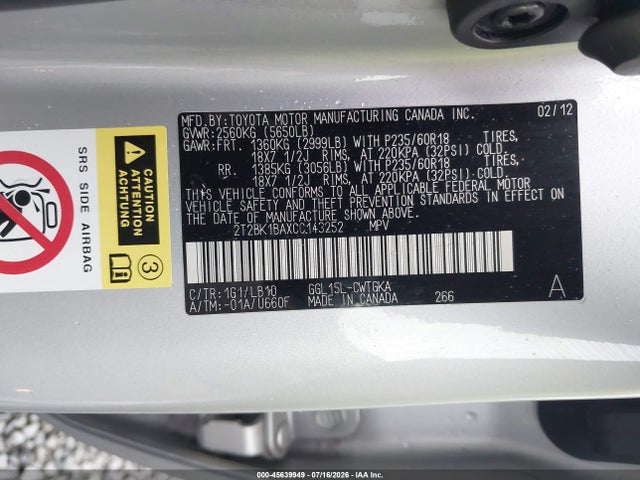 Продажа на аукционе авто 2012 Lexus Rx 350, vin: 2T2BK1BAXCC143252, номер лота: 45639949