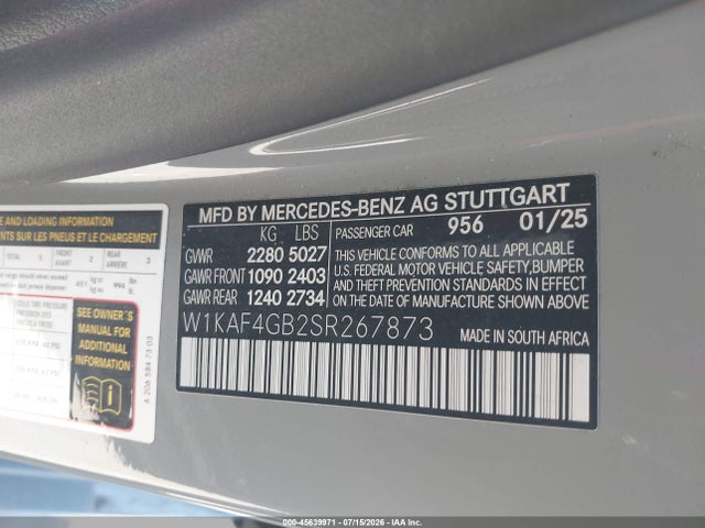 Mercedes-Benz C 300 2025 W1KAF4GB2SR267873 Image 9
