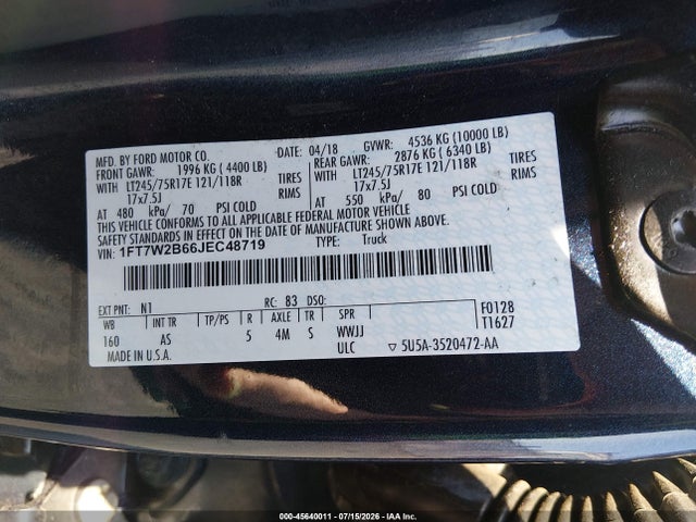 Ford F-250 Xl 2018 1FT7W2B66JEC48719 Image 9
