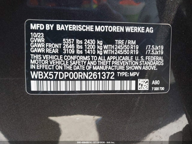 BMW X3 Xdrive30i 2024 WBX57DP00RN261372 Image 9