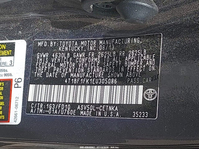 Продажа на аукционе авто 2014 Toyota Camry Le, vin: 4T1BF1FK1EU305086, номер лота: 45640062