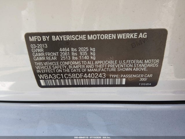Продаж на аукціоні авто 2013 Bmw 328i, vin: WBA3C1C58DF440243, номер лоту: 45640110