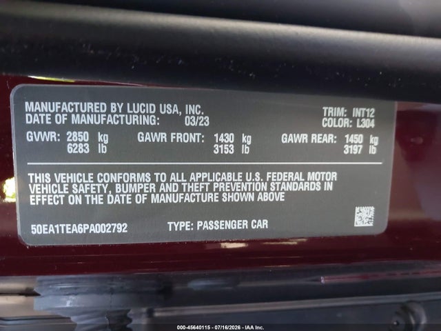 Lucid Air Touring 2023 50EA1TEA6PA002792 Image 9