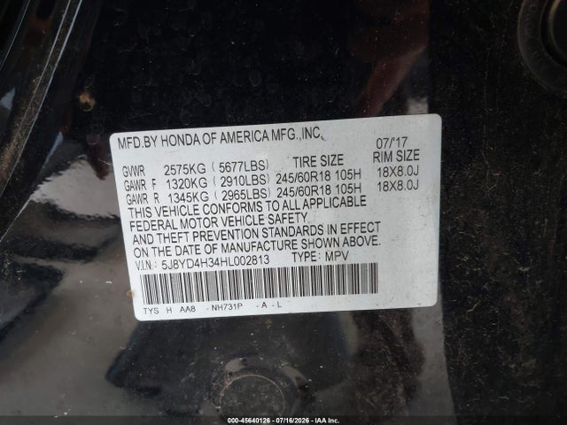 Acura MDX 2017 5J8YD4H34HL002813 Image 9