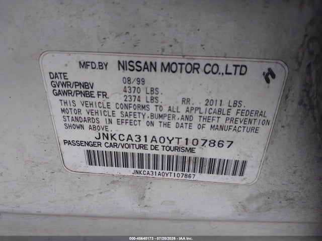 Продажа на аукционе авто 2000 Infiniti I30 Luxury/touring, vin: JNKCA31A0YT107867, номер лота: 45640173