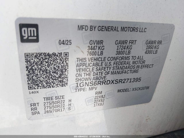 1GNS6RRDXSR271395 Chevrolet Tahoe 4wd Rst