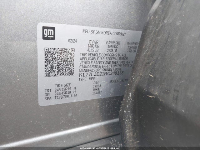 Продаж на аукціоні авто 2024 Chevrolet Trax Fwd 2rs, vin: KL77LJE21RC240138, номер лоту: 45640240