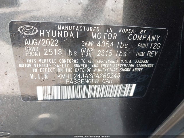 Продаж на аукціоні авто 2023 Hyundai Sonata Se, vin: KMHL24JA3PA265243, номер лоту: 45640245