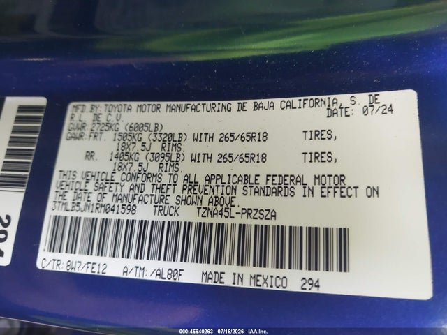 3TMLB5JN1RM041598 Toyota Tacoma Trd Sport