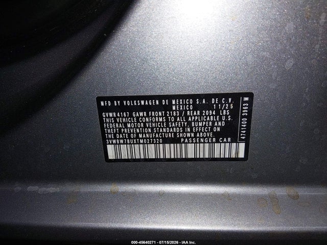 3VWBW7BUXTM027320 Volkswagen Jetta Sport