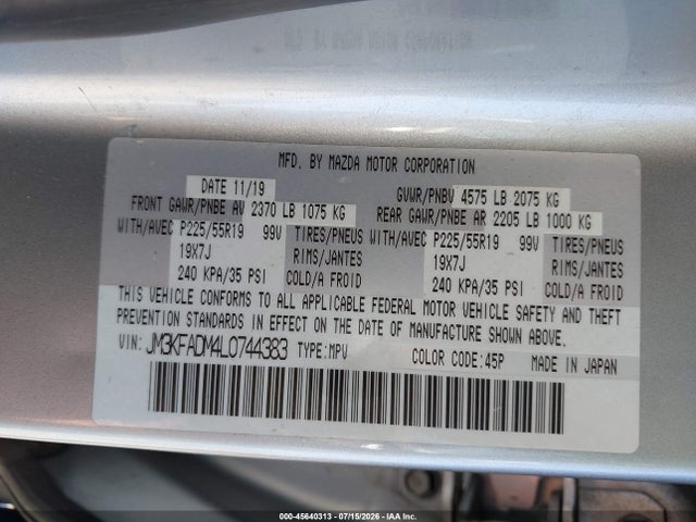 Mazda Cx-5 Grand Touring 2020 JM3KFADM4L0744383 Image 9