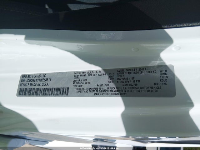 1C4PJXEN7TW284611 Jeep Wrangler Sahara 4x4
