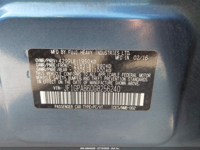 Subaru Impreza 2.0i Premium 2016 JF1GPAB60G8256240 Image 9