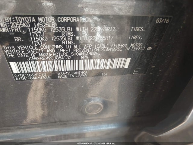 Toyota Rav4 Xle 2016 JTMWFREV9GJ084132 Image 9