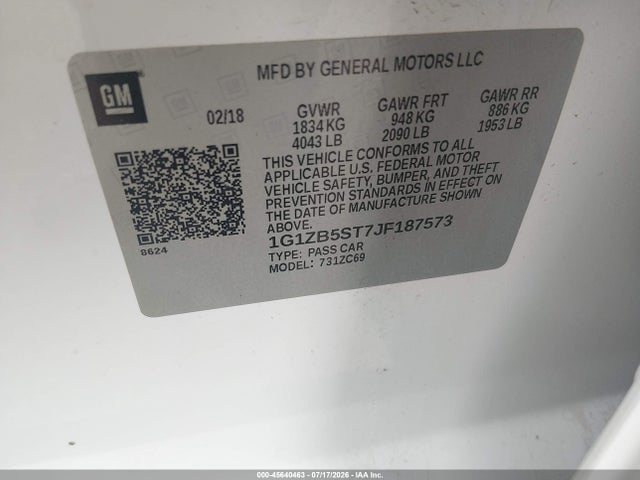 1G1ZB5ST7JF187573 Chevrolet Malibu 1ls