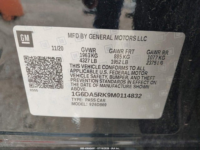 Продаж на аукціоні авто 2021 Cadillac Ct4 Luxury, vin: 1G6DA5RK9M0114832, номер лоту: 45640491