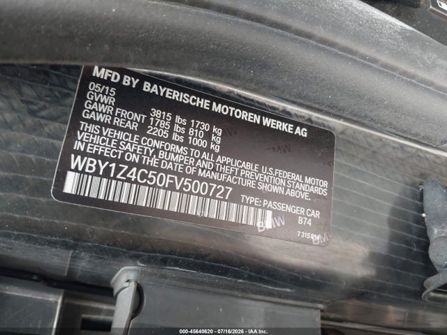 BMW I3 Base W/range Extender 2015 WBY1Z4C50FV500727 Image 9