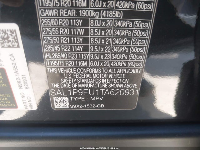 SAL1P9EU1TA620931 Land Rover Range Rover Sport P360 Se