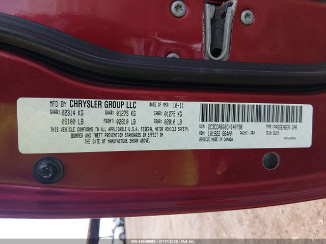 45640692 :رقم المزاد ، 2C3CCABG0CH140798 vin ، 2012 Chrysler 300 S V6 مزاد بيع