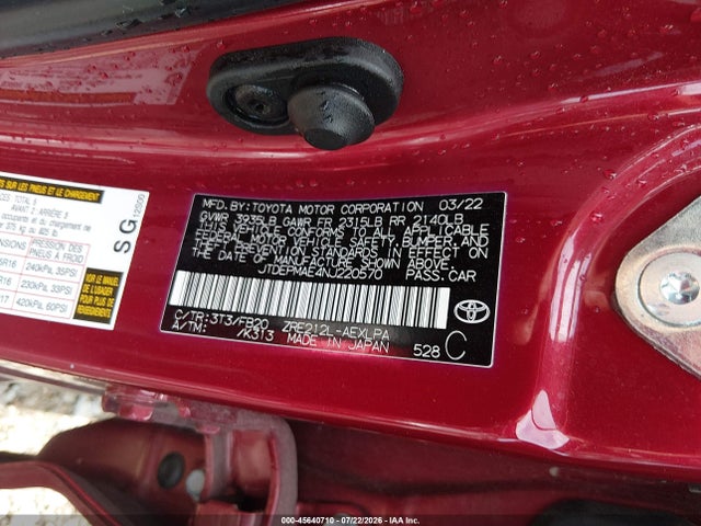 Toyota COROLLA LE 2022 JTDEPMAE4NJ220570 Image 9