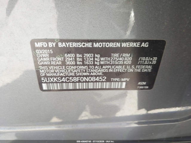 BMW X5 Xdrive35d 2015 5UXKS4C58F0N08452 Image 9