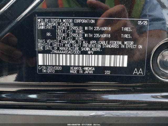 Aukcja sprzedaży 2025 Toyota Bz4x Xle, vin: JTMAAAAA8SA073001, numer aukcji: 45640769